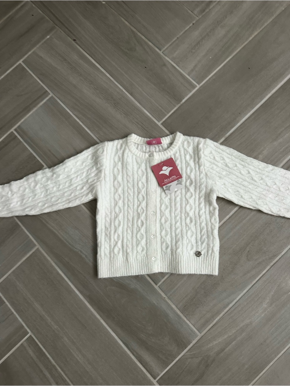 Absorba Cream Cable Knit Button-Front Cardigan